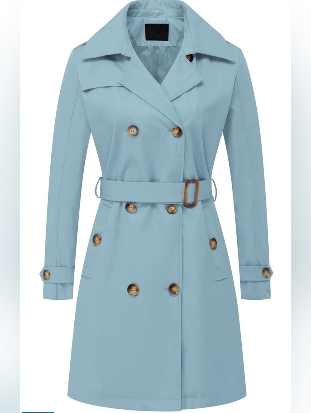 Chrisuno Women's Double Breasted Long Trench Coat Nwt